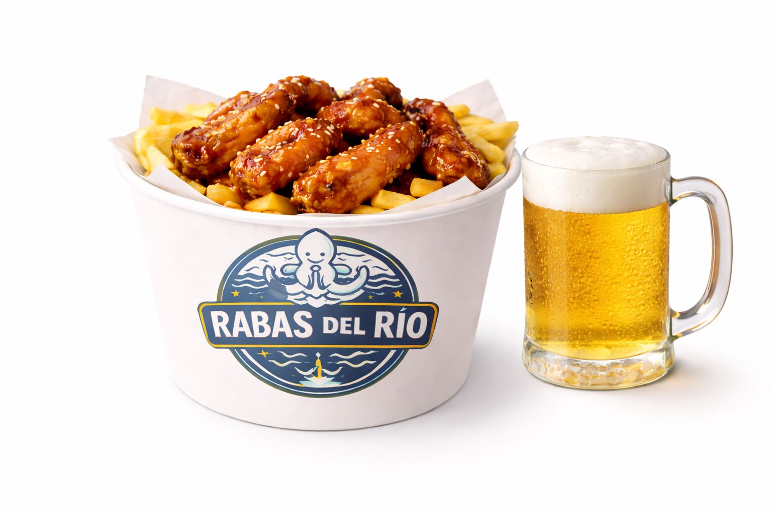 ALITAS +PAPAS + CERVEZA